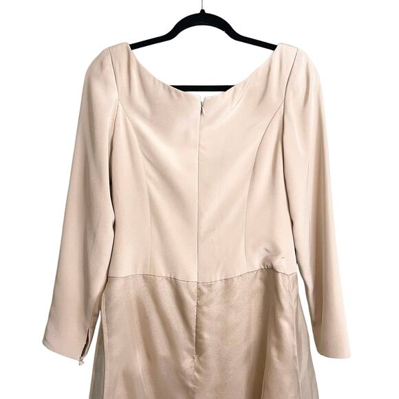 Carolina Herrera Razooks Champagne Lined 100% Silk V Neck Long Sleeve Gown Small - Picture 8 of 16